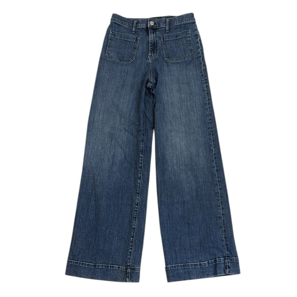 Banana Republic High Rise Wide Leg Jeans Premium Patch Pockets Medium Blue 28R - Picture 1 of 13